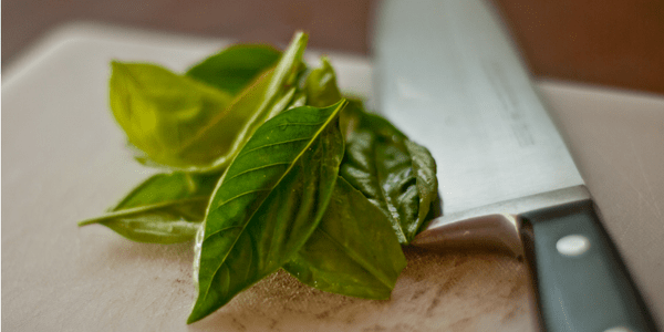 Basil and knife, photo by Mark Bonica