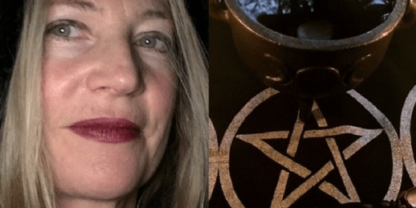 The Morrigan: A dark moon meditation Bridget Engels with pentagram, photo by Bridget Engels