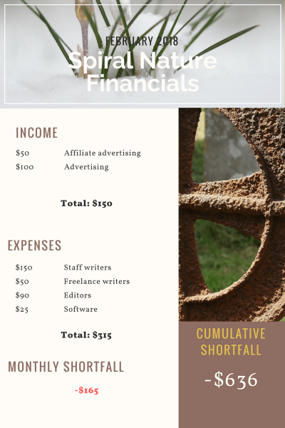 February 2018 Spiral Nature Financials
