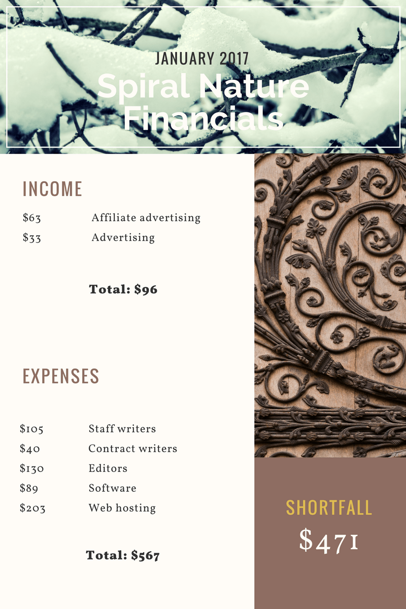 January 2018 Spiral Nature Financials