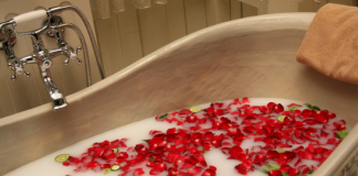 Love, romance, and rose magick Milk and rose petal bath, photo by Dennis Wong