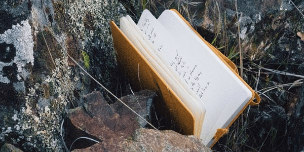 Notebook in the rocks, photo by Russ Thompson