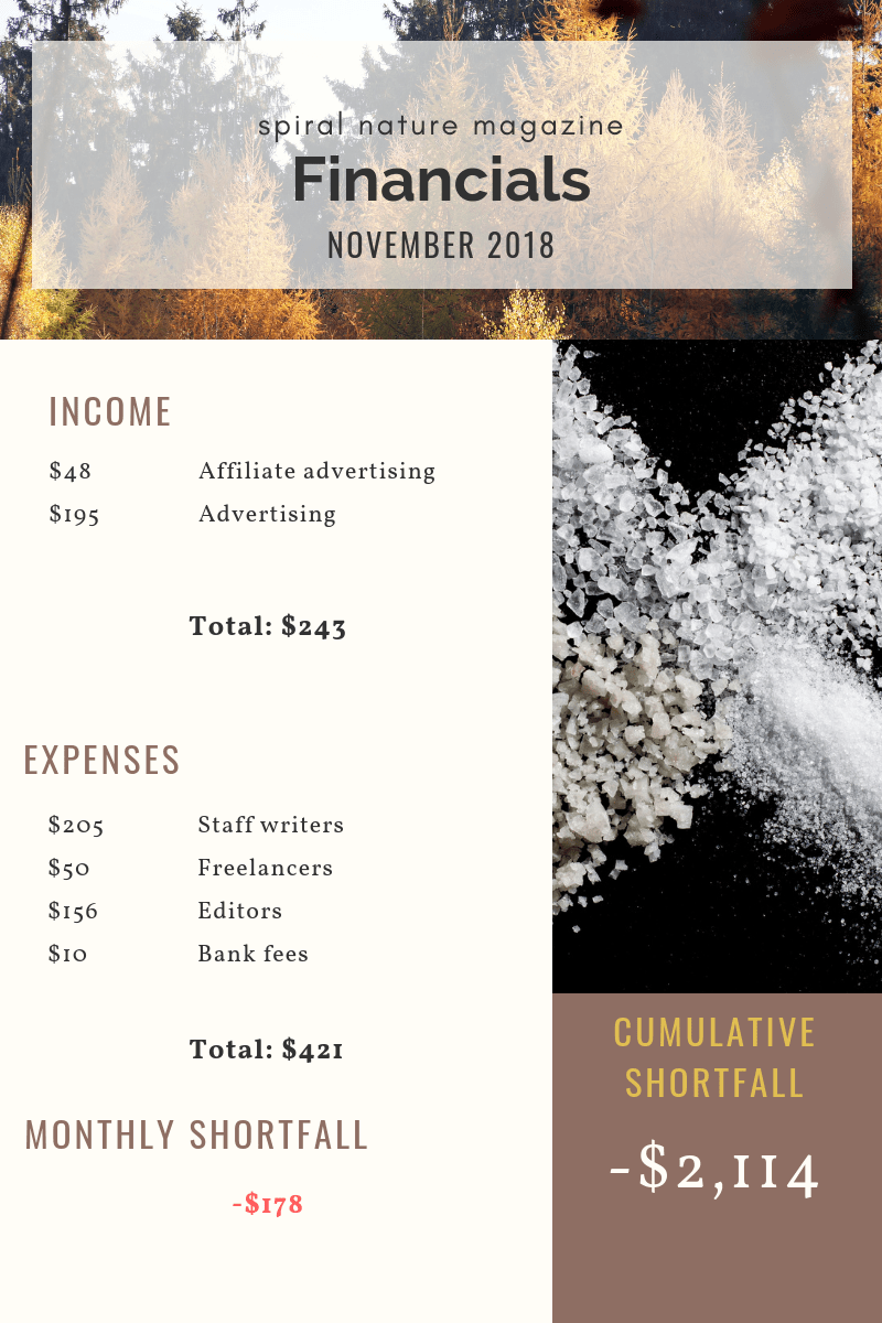 November 2018 Spiral Nature Financials