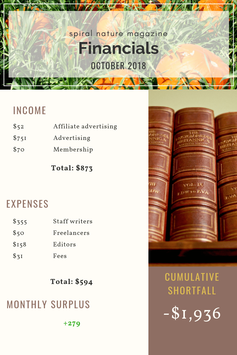 October 2018 Spiral Nature Financials