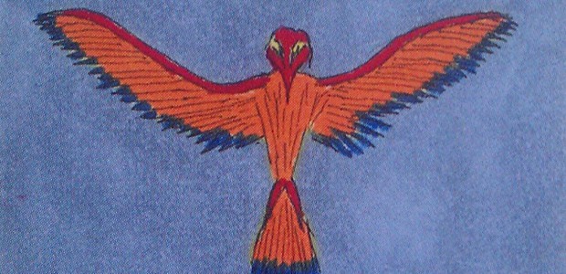 Detail from Six of Birds, Shining Tribe Tarot