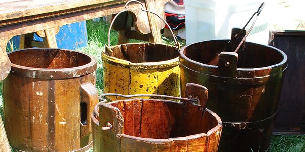 Wooden buckets, photo by Rex Hammock